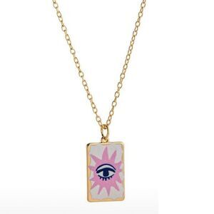 Gold and Pink Evil EYE necklace Q521